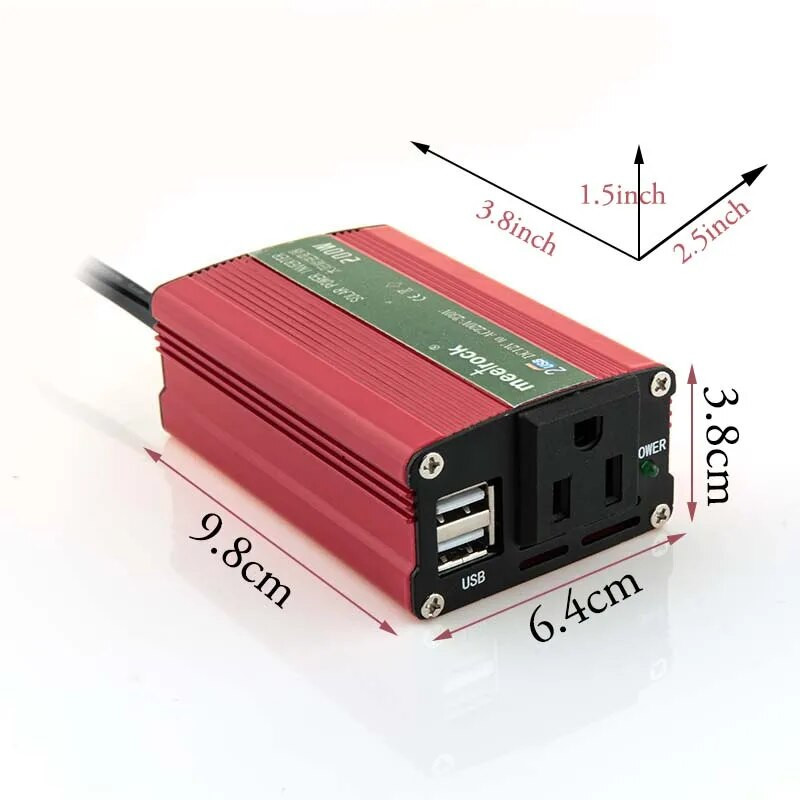 200 W automobilio maitinimo keitiklis 12 V 220 V kintamosios srovės 110 V keitiklis Automatinis įkroviklis Keitiklis Adapteris Modifikuota sinusinė banga, skirta ES JAV JP lizdui