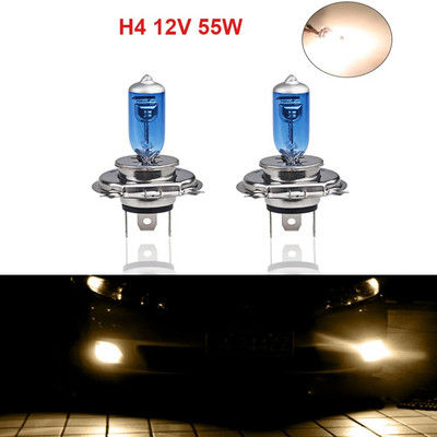 2PCS халогенна крушка лампа за автомобилни фарове H4 халогенна лампа за бяла светлина H4 12v 60 55w 6000k универсални крушки за кола крушки за фарове за кола