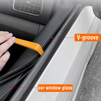 Шумоизолация на уплътнителната лента за прозорци на автомобил Автоматично уплътнение V-образна гумена пълнеж Уплътнителни ленти Самозалепваща се лентова лента 2 метра