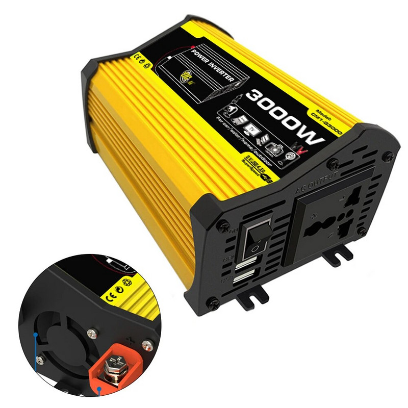 Automobilio keitiklio keitiklis bangų keitiklis DC12V į AC110/220V keitiklis Universalus automobilio maitinimo keitiklis, elektronikos priedai