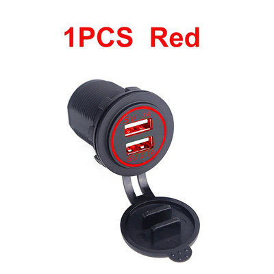Universāls automašīnas lādētājs USB transportlīdzeklim DC12V-24V ūdensizturīgs dubultā USB lādētājs 2 portu barošanas ligzda 5 V 2,1 A/1 A automašīnas lādētājs