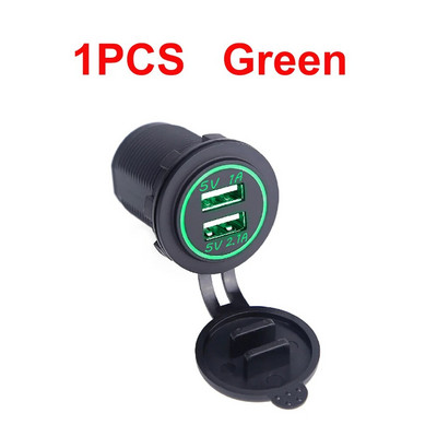Universāls automašīnas lādētājs USB transportlīdzeklim DC12V-24V ūdensizturīgs dubultā USB lādētājs 2 portu barošanas ligzda 5 V 2,1 A/1 A automašīnas lādētājs
