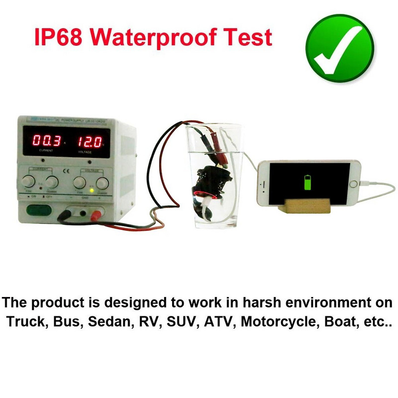 Universāls automašīnas lādētājs USB transportlīdzeklim DC12V-24V ūdensizturīgs dubultā USB lādētājs 2 portu barošanas ligzda 5 V 2,1 A/1 A automašīnas lādētājs