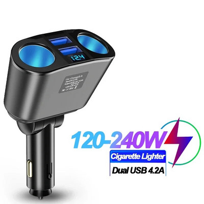 Automašīnas cigarešu piesmēķētāja ligzdas sadalītāja lādētājs PD QC3.0 ātrais lādētājs Dual USB 4.8A digitālā displeja barošanas adapteris visiem tālruņiem