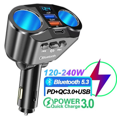 Automašīnas cigarešu piesmēķētāja ligzdas sadalītāja lādētājs PD QC3.0 ātrais lādētājs Dual USB 4.8A digitālā displeja barošanas adapteris visiem tālruņiem