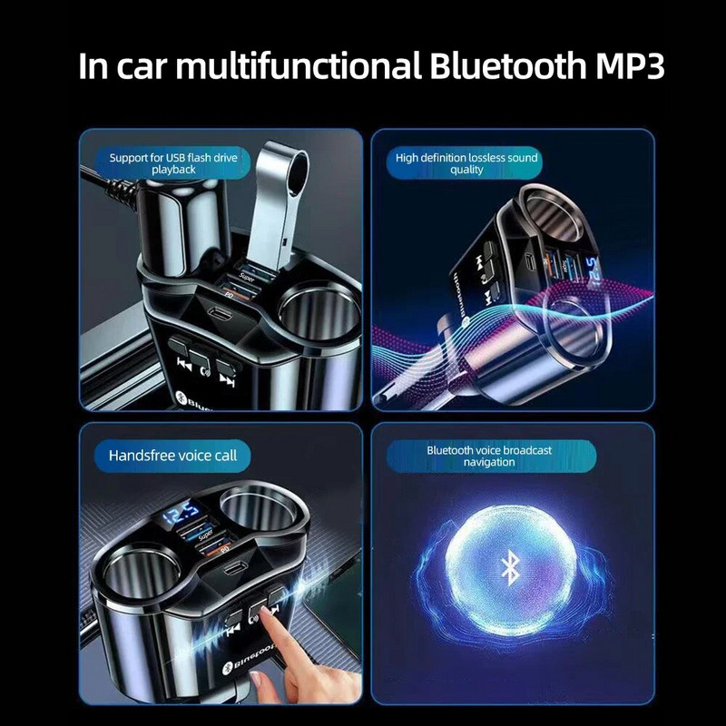 Automašīnas cigarešu piesmēķētāja ligzdas sadalītāja lādētājs PD QC3.0 ātrais lādētājs Dual USB 4.8A digitālā displeja barošanas adapteris visiem tālruņiem