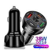 38W PD +Type-c auto punjač QC3.0 USB 3.1A brzo punjenje auto punjač brzo punjenje jedan za četiri multi-port auto punjač univerzalni