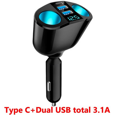 JaJaBor Αυτοκινήτου Αναπτήρας Διαχωριστής 5 Υποδοχών 120W Υψηλής Ισχύος Τύπος C PD 20W USB 2.4A QC3.0 Προσαρμογέας τροφοδοσίας γρήγορης φόρτισης