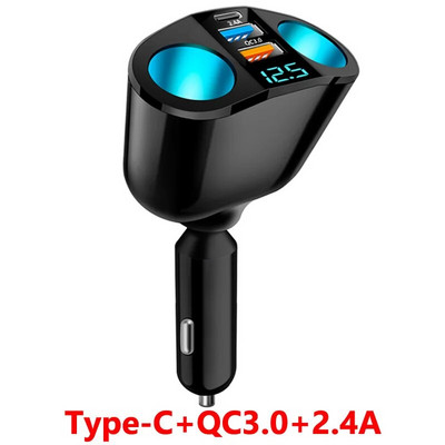 JaJaBor Αυτοκινήτου Αναπτήρας Διαχωριστής 5 Υποδοχών 120W Υψηλής Ισχύος Τύπος C PD 20W USB 2.4A QC3.0 Προσαρμογέας τροφοδοσίας γρήγορης φόρτισης