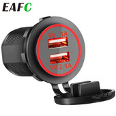 Φορτιστής USB αυτοκινήτου 3.1A για μοτοσικλέτα φορτηγό ATV σκάφος Φως LED Διπλή υποδοχή φορτιστή USB Προσαρμογέας ρεύματος Πρίζα