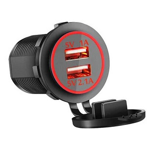 Φορτιστής USB αυτοκινήτου 3.1A για μοτοσικλέτα φορτηγό ATV σκάφος Φως LED Διπλή υποδοχή φορτιστή USB Προσαρμογέας ρεύματος Πρίζα