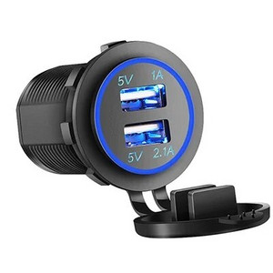 Φορτιστής USB αυτοκινήτου 3.1A για μοτοσικλέτα φορτηγό ATV σκάφος Φως LED Διπλή υποδοχή φορτιστή USB Προσαρμογέας ρεύματος Πρίζα