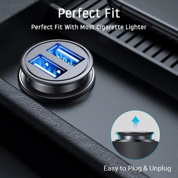 USB зарядно за кола Бързо зареждане 12-24V 2.4A Двоен USB слот за автомобилна запалка Универсален адаптер за зарядно за кола за зареждане на мобилен телефон