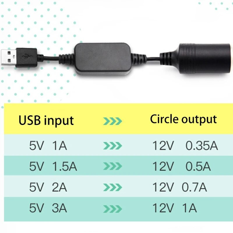 1 db 120/35 cm universāls automašīnas cigarešu piesmēķētāja ligzdas kabeļa pārveidotājs GPS E-Dog Dash USB uz līdzstrāvas kabeli, kas pārveido no 5 V uz 12 V