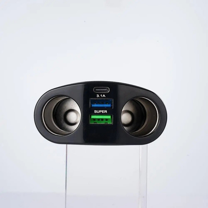1Gb Universāls 12-24V 3.1A auto cigarešu šķiltavas PD displejs automašīna 120W spriegums šķiltavas automašīnas lādētājs lādētājs USB in cigarete Y8S7