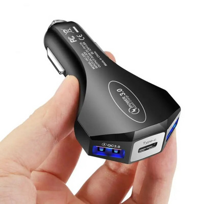 Φορτιστής τηλεφώνου Drapop αυτοκινήτου QC 3.0 3 USB Type-C 5V 3.1A Ταχεία φόρτιση Αναπτήρας τσιγάρων Προσαρμογέας ρεύματος Αξεσουάρ αυτοκινήτου