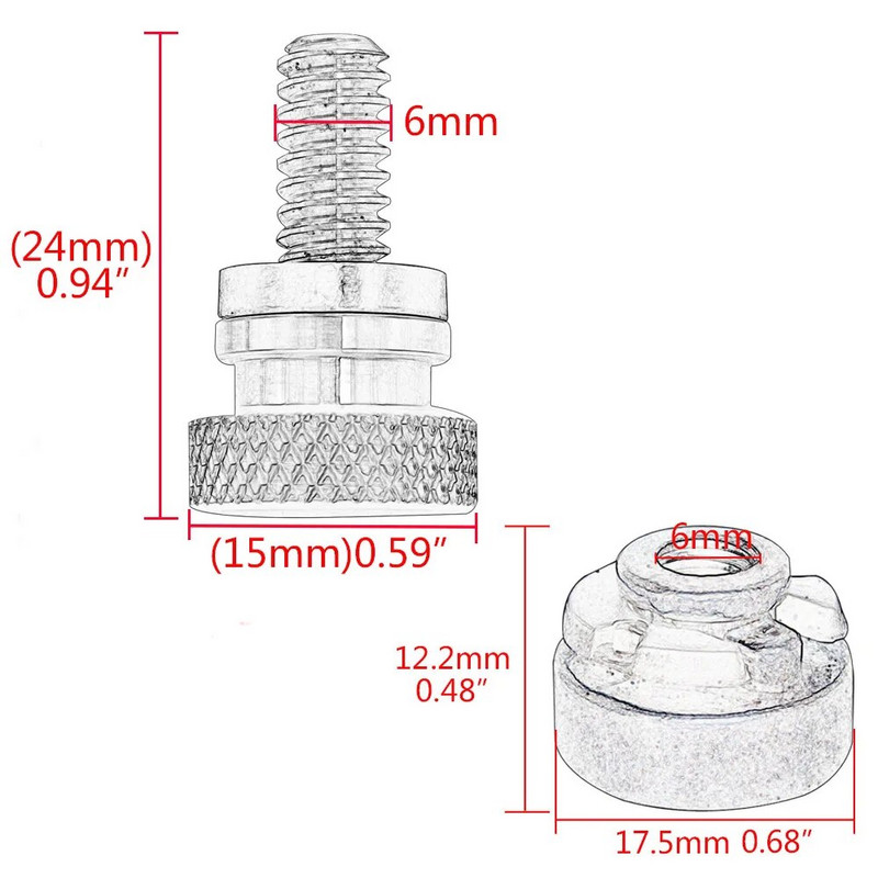 1/4" aizmugurējā spārna pasažiera sēdekļa bultskrūves skrūvju uzgrieznis Harley Sportster XL 883 1200 Dyna Touring Glide Softail CVO piederumiem