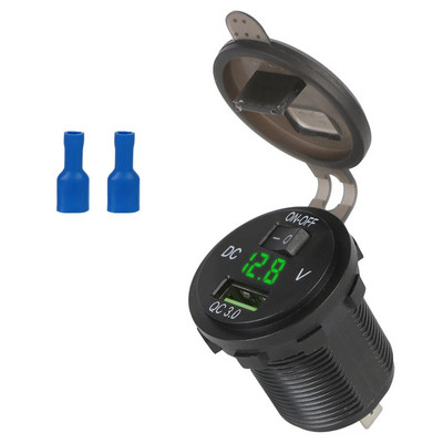 12 V automašīnas USB lādētājs 3.0 ar slēdzi, ūdensnecaurlaidīgs 24 V kravas automašīnas barošanas adaptera izejas kontaktligzda Auto piederumi jūras laivu motociklam