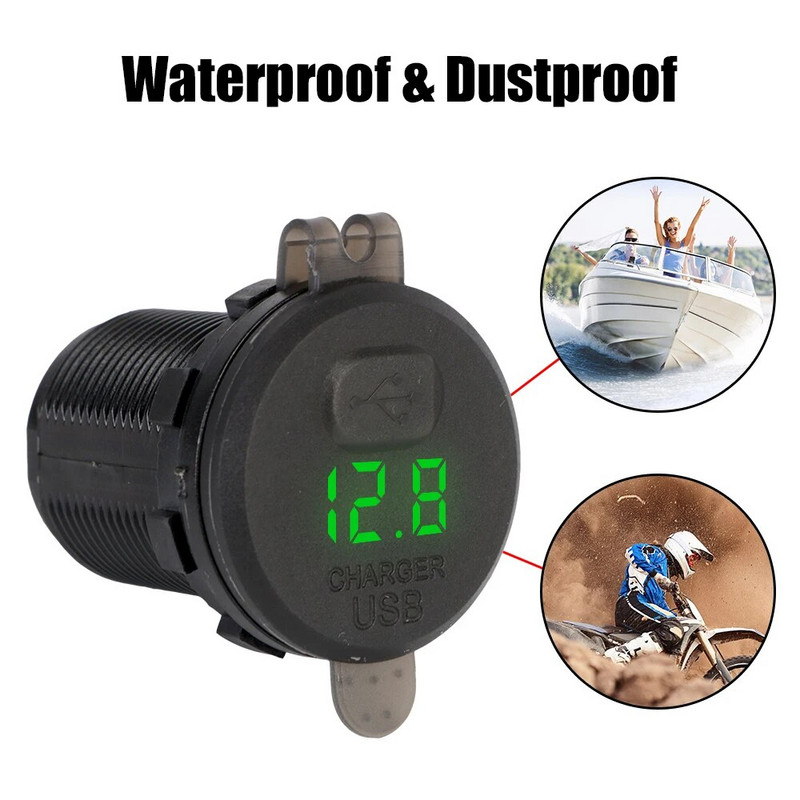 12 V automašīnas USB lādētājs 3.0 ar slēdzi, ūdensnecaurlaidīgs 24 V kravas automašīnas barošanas adaptera izejas kontaktligzda Auto piederumi jūras laivu motociklam