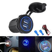2.1A/1A LED kijelző Auto USB autós töltő szivargyújtó adapter aljzat konnektor táp töltő autó 4.2A 2 USB port DC 12V-24v