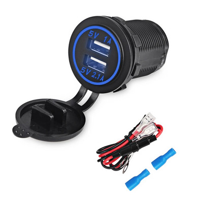 2.1A/1A LED kijelző Auto USB autós töltő szivargyújtó adapter aljzat konnektor táp töltő autó 4.2A 2 USB port DC 12V-24v