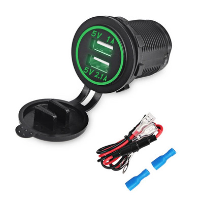 2.1A/1A LED kijelző Auto USB autós töltő szivargyújtó adapter aljzat konnektor táp töltő autó 4.2A 2 USB port DC 12V-24v