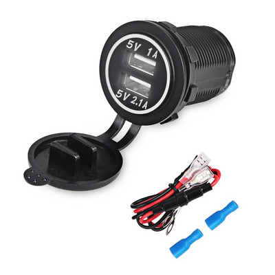 2.1A/1A LED kijelző Auto USB autós töltő szivargyújtó adapter aljzat konnektor táp töltő autó 4.2A 2 USB port DC 12V-24v
