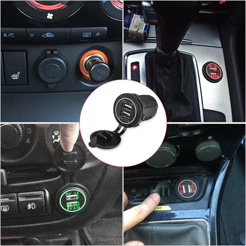 2.1A/1A LED kijelző Auto USB autós töltő szivargyújtó adapter aljzat konnektor táp töltő autó 4.2A 2 USB port DC 12V-24v