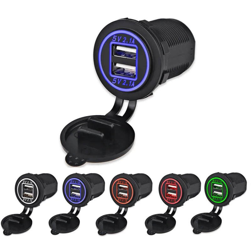 2.1A/1A LED kijelző Auto USB autós töltő szivargyújtó adapter aljzat konnektor táp töltő autó 4.2A 2 USB port DC 12V-24v