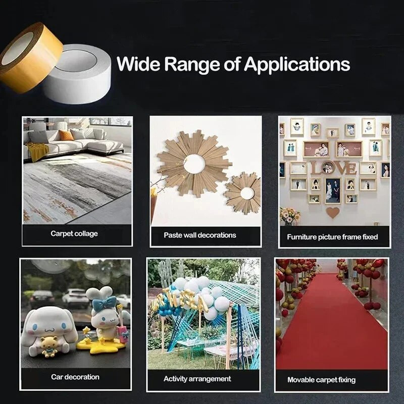 5M stipri dvipusė audinio juosta, permatomas tinklelis, vandeniui atsparus super fiksavimas, be pėdsakų didelio klampumo kilimų klijai