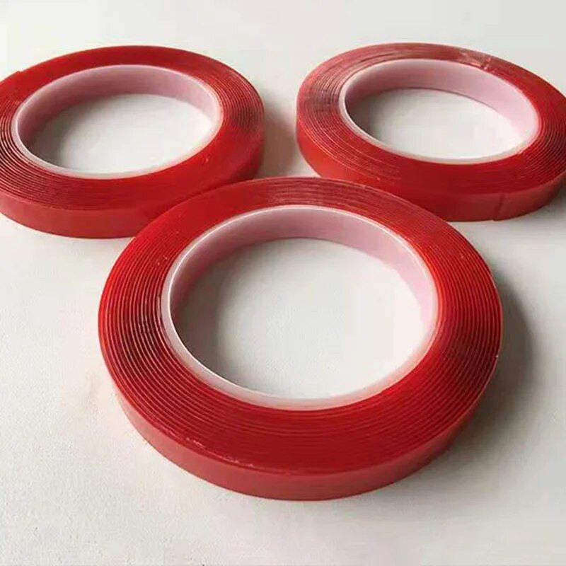 5/10/15/20mm punane läbipaistev silikoonist kahepoolne teip, kõrge tugevusega, jälgedeta kleepuvad kahepoolsed teibid auto kodukaunistamiseks