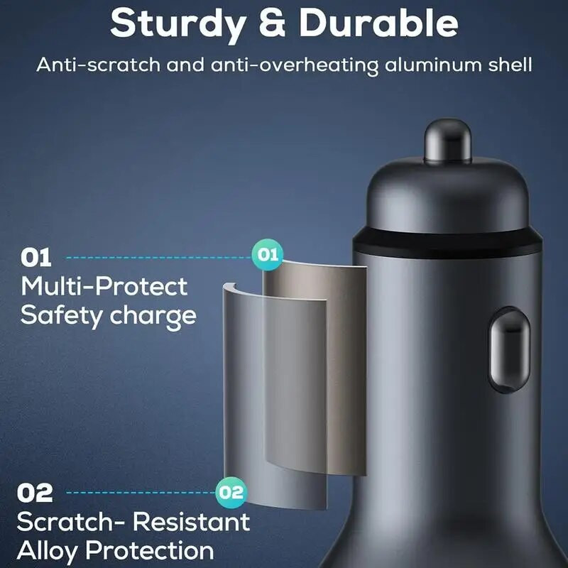 Fast USB Car Charger QC3.0 PD20W Auto USB Fast Charger Fast Charging Auto Charger Adapter for Mini Cars SUVs RV Trucks Sedan