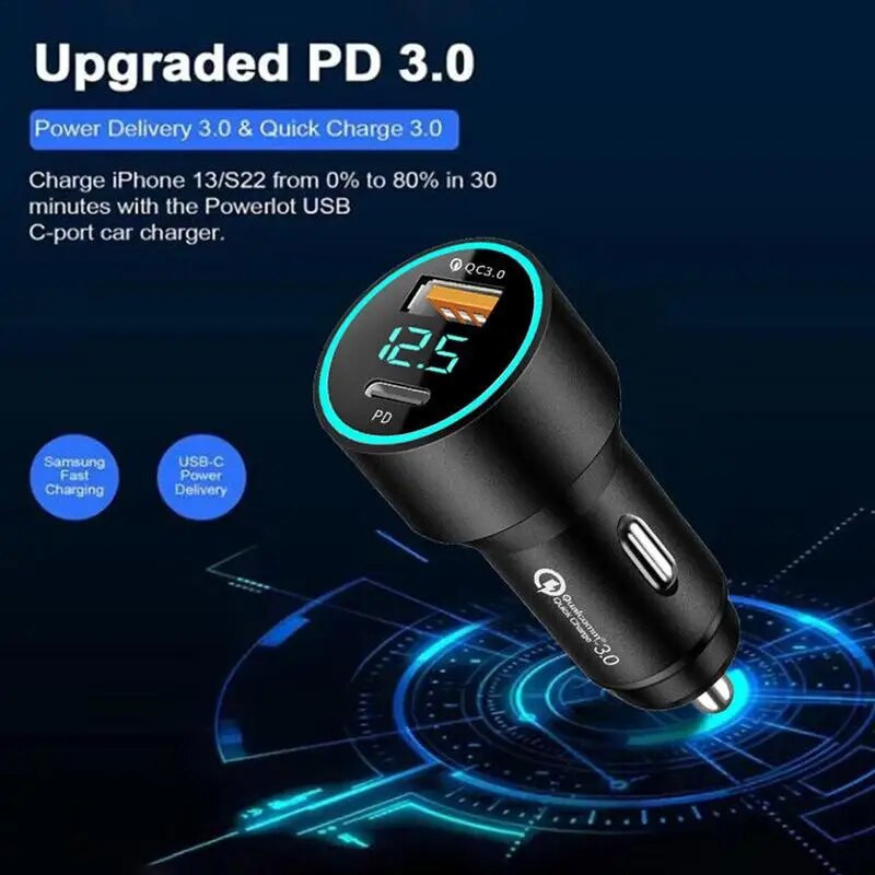 Fast USB Car Charger QC3.0 PD20W Auto USB Fast Charger Fast Charging Auto Charger Adapter for Mini Cars SUVs RV Trucks Sedan
