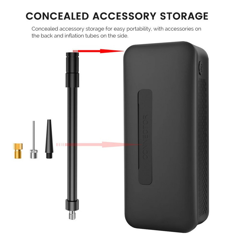 Carsun Mini pārnēsājams riepu piepūšanas ierīce, uzlādējams elektriskais piepūšanas līdzeklis velosipēda digitālajam gaisa kompresoram futbola bumbas piepūšanas sūknim