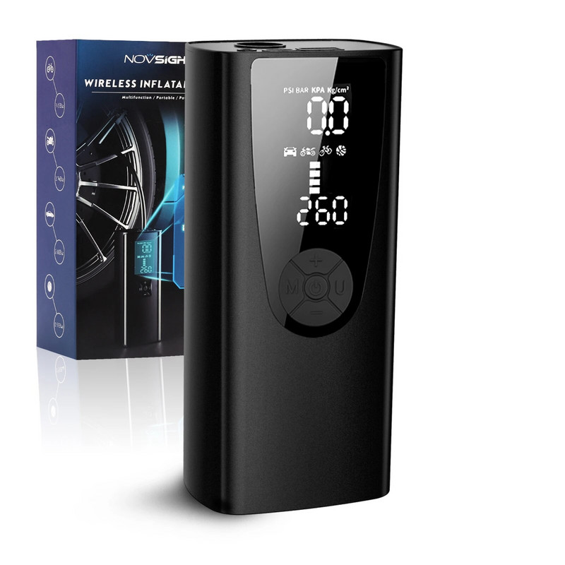 NOVSIGHT automobiļu uzlādējams gaisa sūkņa riepu piepūtējs pārnēsājams kompresors bezvada automašīnas riepu piepūšanas ierīce motocikla velosipēda bumbiņai