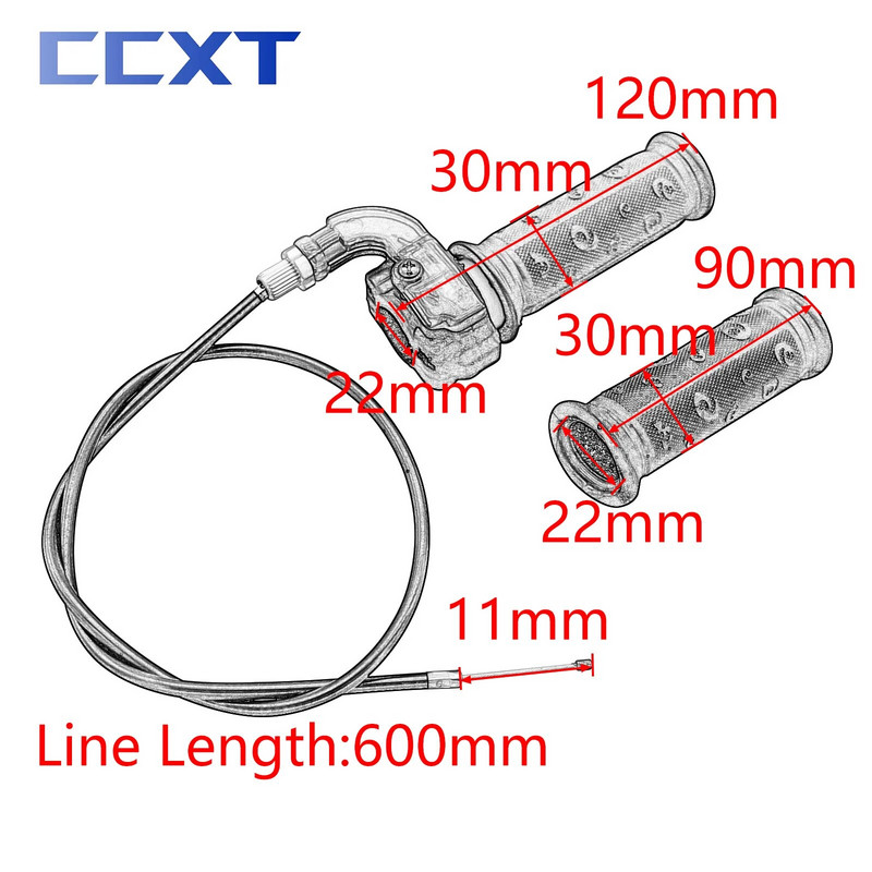 Motocross Twist Throttle Accelerator Grip и кабел за 47cc 49cc Pocket Bike ATV Мини мотоциклет 22 мм кормило Универсална част