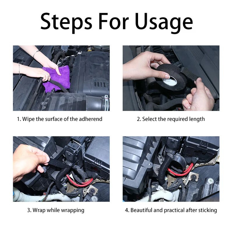 15 M karstumizturīga lipīga auduma auduma lente automašīnu auto kabeļu instalācijas vadu stieņu aizsardzībai, lai novērstu neparastu troksni