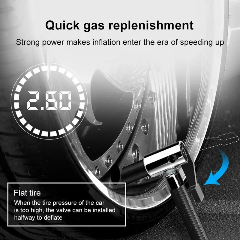 120 W automašīnas kompresors 12 V 150 psi 22 l pārnēsājams automobiļu sūknis, LED vadu digitālais riepu gaisa piepūšanas velosipēda sūknis ar LED lampu