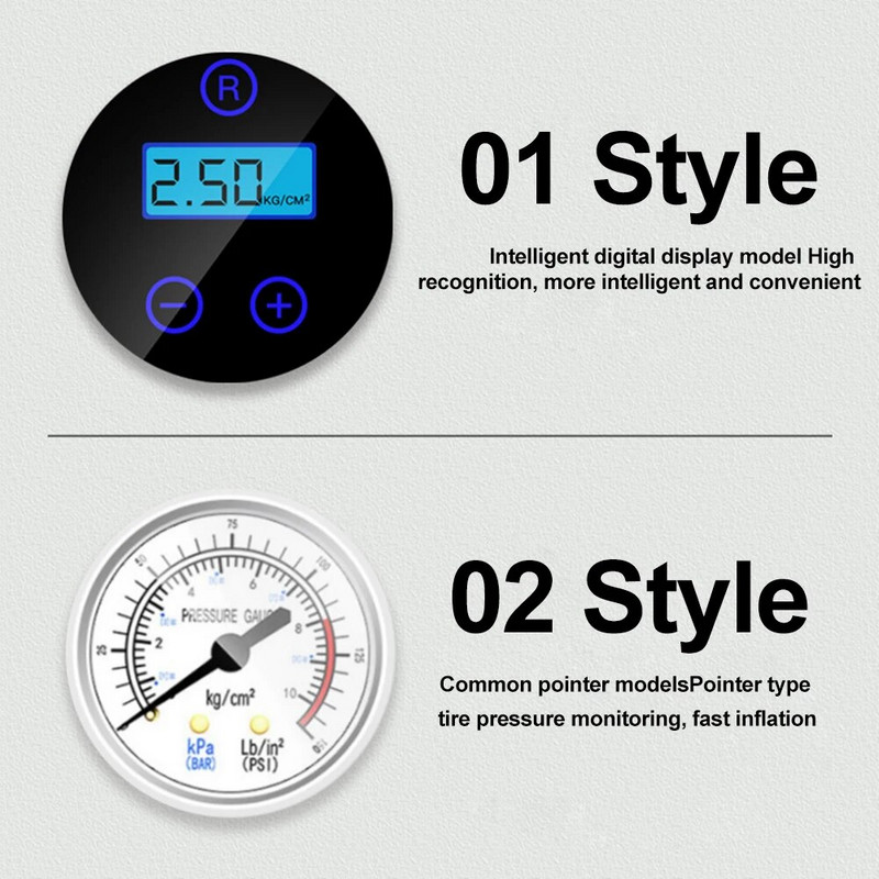 Pārnēsājams gaisa sūknis ar digitālo spiediena mērītāju automašīnas riepu sūkni 150 PSI 12V lieljaudas gaisa kompresors, augstas precizitātes visiem transportlīdzekļiem