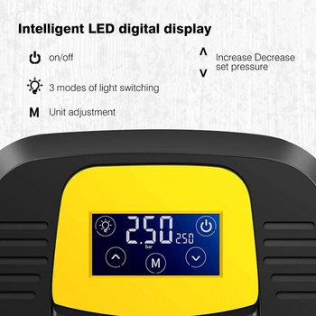 Ψηφιακή οθόνη αντλία φουσκώματος ελαστικών αυτοκινήτου 150 PSI Φορητός αεροσυμπιεστής αυτοκινήτου 12V Ηλεκτρικός φουσκωτός φως LED για μοτοσικλέτα