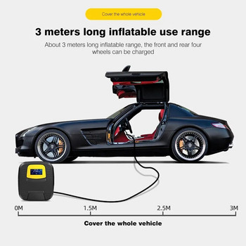 Ψηφιακή οθόνη αντλία φουσκώματος ελαστικών αυτοκινήτου 150 PSI Φορητός αεροσυμπιεστής αυτοκινήτου 12V Ηλεκτρικός φουσκωτός φως LED για μοτοσικλέτα