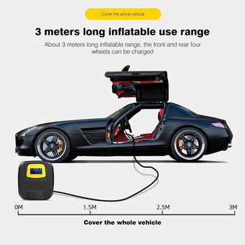 Цифров дисплей Помпа за надуване на автомобилни гуми 150PSI Преносим автомобилен въздушен компресор 12V Електрически надувател LED светлина за мотоциклет велосипед