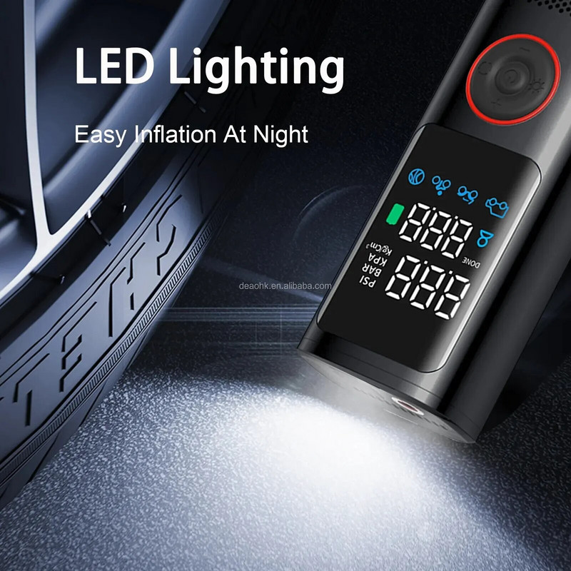 JAUNS 2024. gada bezvadu automašīnas gaisa kompresors, elektriskais riepu piepūšanas sūknis motocikla velolaivai AUTO riepu bumbiņas 120 W automašīnas gaisa sūknis