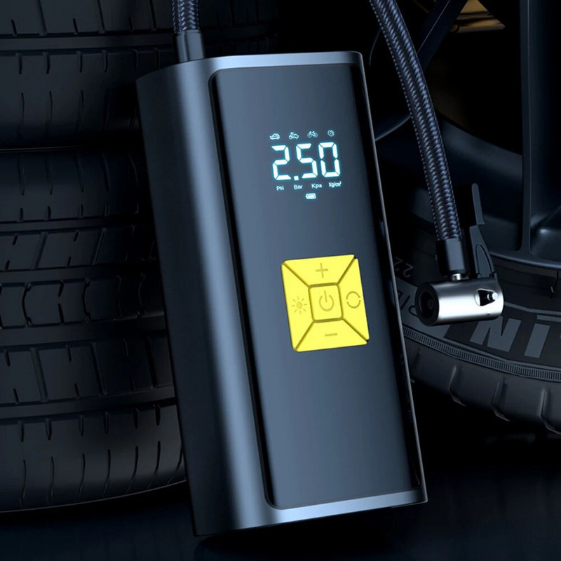 Pārnēsājams automašīnas gaisa kompresors ar LED gaismas elektrisko riepu piepūšanu 150 PSI Smart digitālais piepūšamais sūknis Automātiskais gaisa sūknis