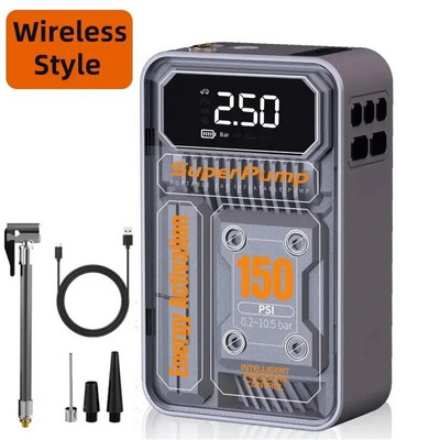 Bezvadu/vadu automašīnas gaisa kompresors 4000mAh elektriskais gaisa sūknis riepu piepūšamais sūknis mehānisks rūpnieciska stila automašīnu riepu piepūtējs