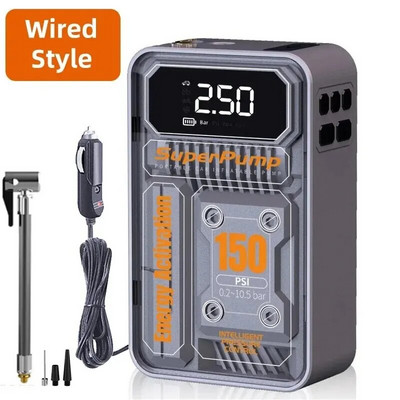 Bezvadu/vadu automašīnas gaisa kompresors 4000mAh elektriskais gaisa sūknis riepu piepūšamais sūknis mehānisks rūpnieciska stila automašīnu riepu piepūtējs