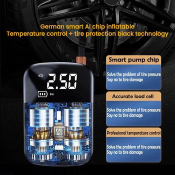 Безжичен автомобилен въздушен компресор Цифрова помпа за помпане на гуми LED лампа Компресираща помпа за гуми Компресор за автомобили Motorcy Аксесоари