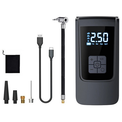 7,4/12V autógumi-felfújó 150 PSI intelligens légkompresszor LED-fény elektromos felfújó szivattyú 6000mAh jármű teherautó motorkerékpár labdákhoz