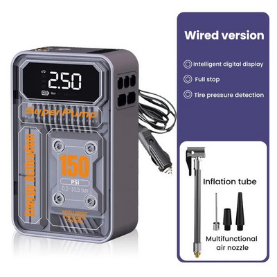 Bezvadu 4000mAh/vadu automašīnas gaisa kompresors elektriskais gaisa sūknis riepu piepūšamais sūknis mehānisks rūpnieciska stila automašīnu riepu piepūtējs