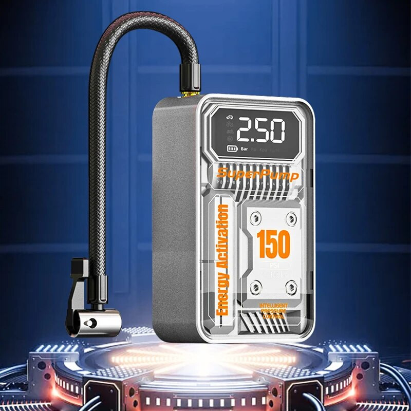 Bezvadu 4000mAh/vadu automašīnas gaisa kompresors elektriskais gaisa sūknis riepu piepūšamais sūknis mehānisks rūpnieciska stila automašīnu riepu piepūtējs